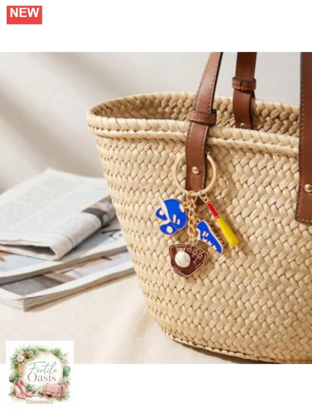 4 Pc Baseball Charms for Bag, Zinc Alloy Bag Keychains, Sports Lover Gift Purse